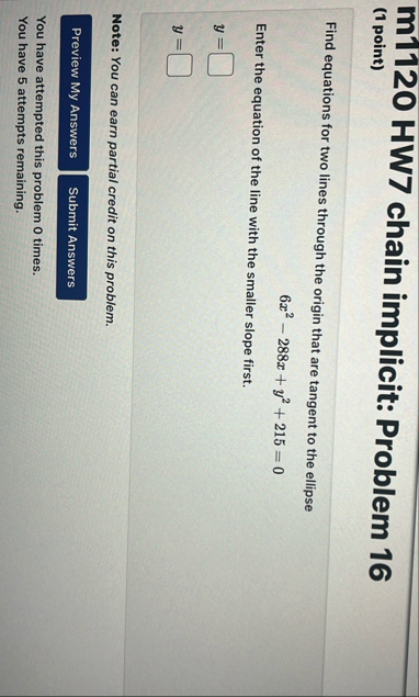 m 1 1 2 0 HW 7 chain implicit: Problem 1 6 ( 1