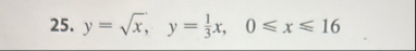 y = x 2 , y = 1 3 x , 0 x 1 6