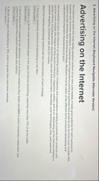 Advertising on the Internet ( Keyboard Navigable