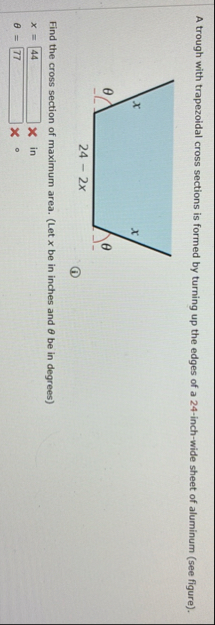 A trough with trapezoidal cross sections is