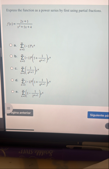 Express the function as a power series by first