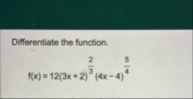 Differentiate the function. f ( x ) = 1 2 ( 3 x +