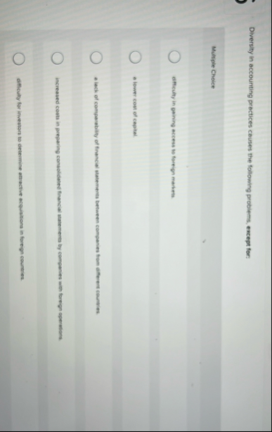 Diversity in accounting practices causes the