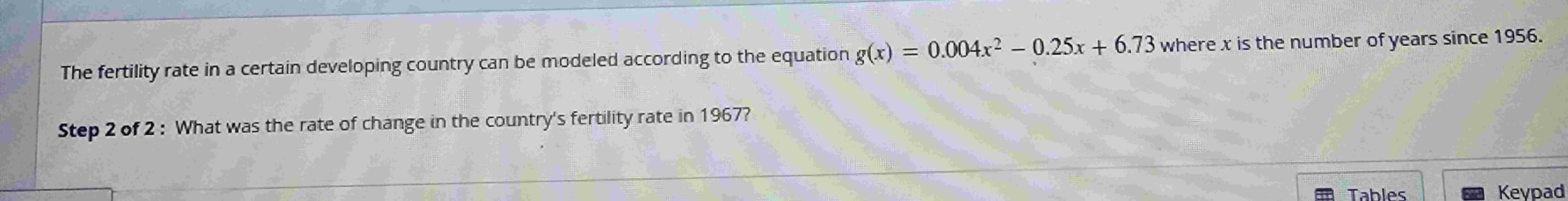The fertility rate i n a certain developing