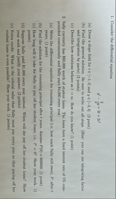 Consider the differential equation y ' - 3 2 y =