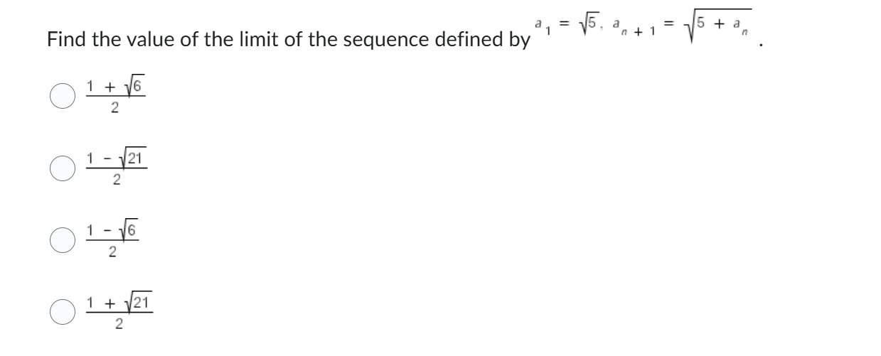 Find the value o f the l i m i t o f the sequence