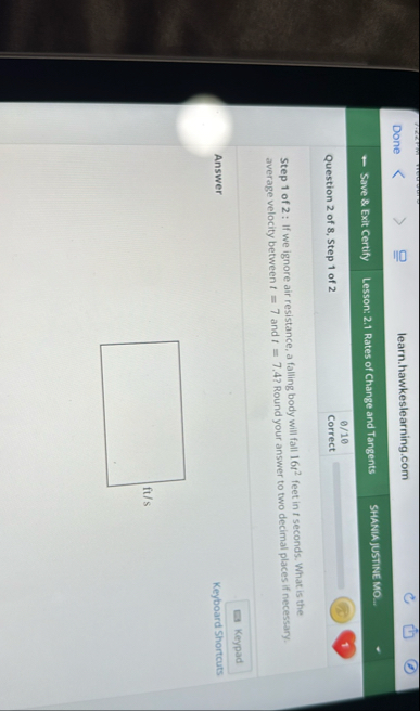 Done learn.hawkeslearning.com Save & Exit Certify