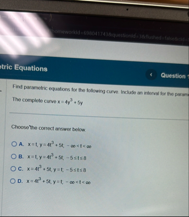 tric Equations Question Find parametric equations
