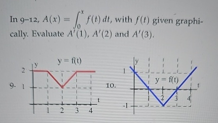In 9 - 1 2 , A ( x ) = 0 x f ( t ) d t , with f (