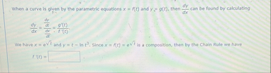 When a curve is given by the parametric equations