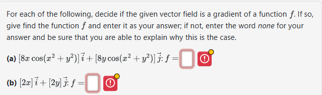 For each o f the following, decide i f the given