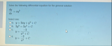 Solve the following offerential equation for the