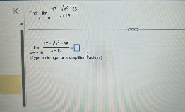 Find lim x - 1 8 1 7 - x 2 - 3 5 2 x 1 8 lim x -