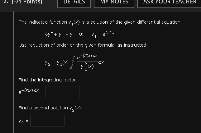 The indicated function 1 ( x ) i s a solution o f