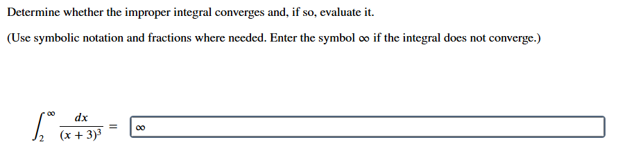 i f the integral does not converge. 2 d x ( x + 3
