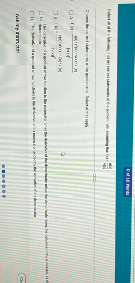 0 of 1 0 Points Select all of the following that