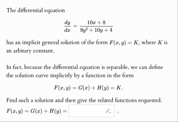 The differential equation d y d x = 1 0 x 8 9 y 2