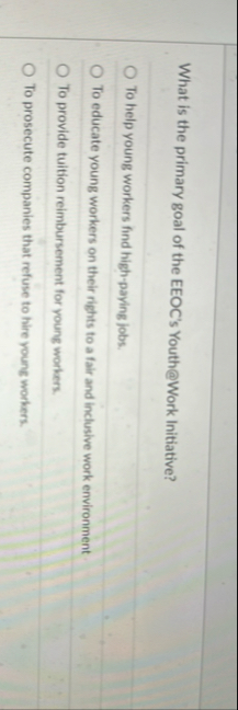 What is the primary goal of the EEOC's Youth@Work