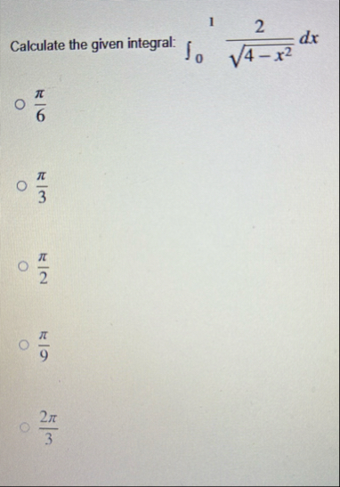 Calculate the given integral: 0 1 2 4 - x 2 2 d x