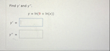 Find y ' and y ' ' . y = l n ( 9 l n ( x ) ) y '
