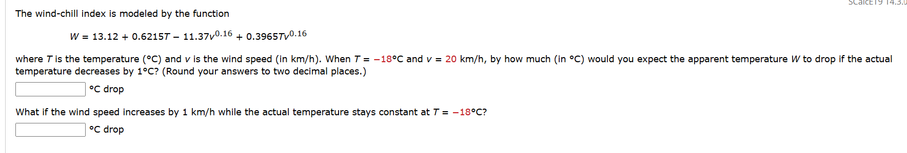 The wind - chill index i s modeled b y the