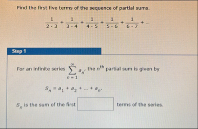 Find the first five terms of the sequence of