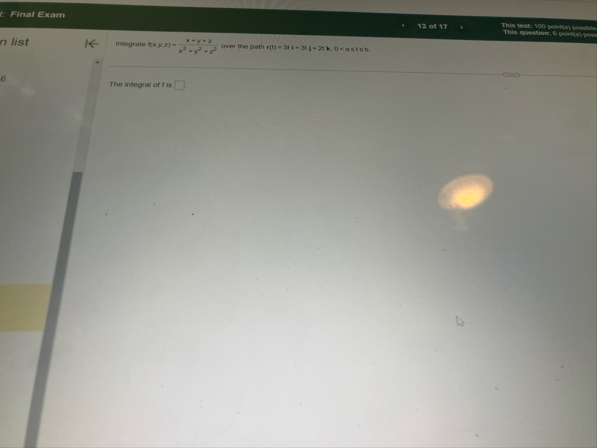 Final Exam 1 2 of 1 7 This test: 1 0 0 point ( s