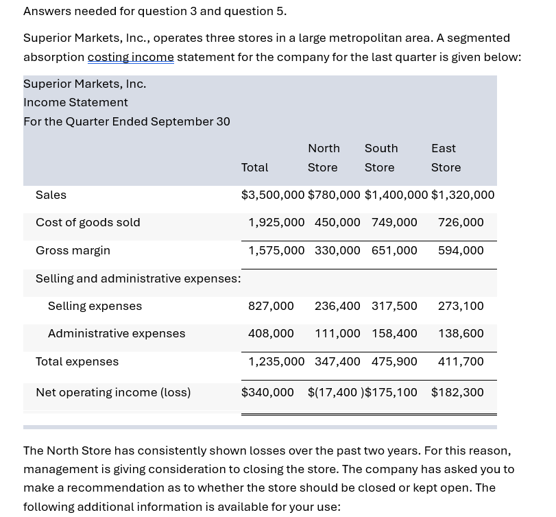 Answers needed for question 3 and question 5 .