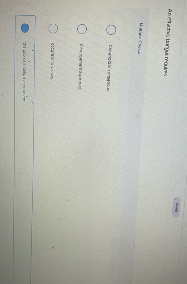 An effective budget requires Multiple Choice