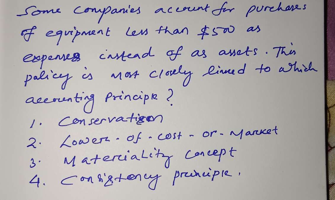 Some companies account for purchases of equipment