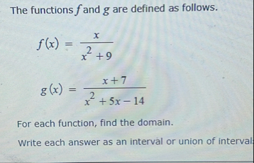 The functions f and g are defined as follows. f (