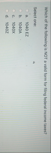 Which of the following is NOT a valid form for