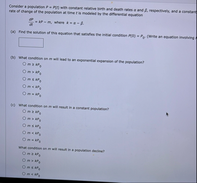 Consider a population P = P ( t ) with constant