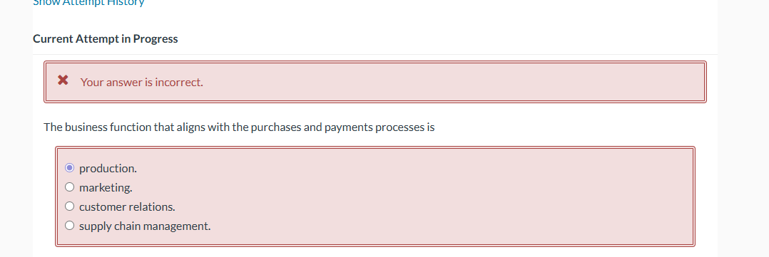 Current Attempt in Progress X Your answer is