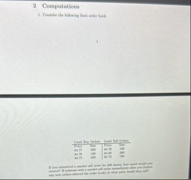 2 Computations Cnsider the following limit order