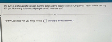 The current exchange rate between the U . S .
