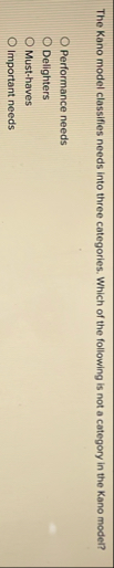 The Kano model classifies needs into three