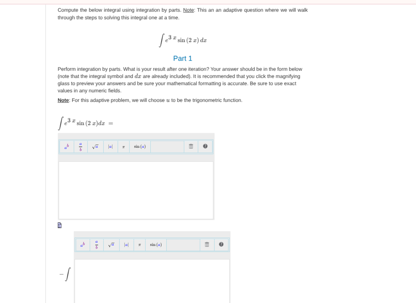 Compute the below integral using integration b y