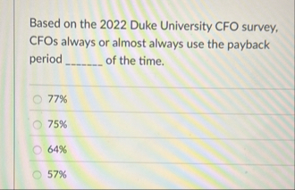 Based on the 2 0 2 2 Duke University CFO survey,