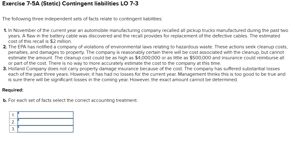 Exercise 7 - 5 A ( Static ) Contingent