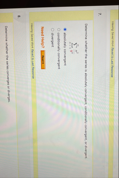 Viewing Saved Work Revert to Last Response 7 .