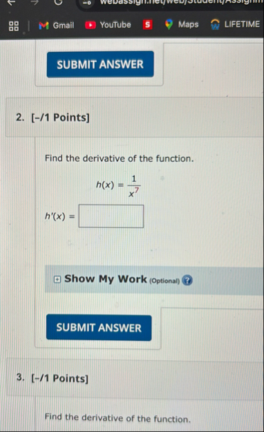 Gmail YouTube Maps LIFETIME 2 . [ - / 1 Points ]