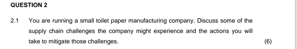 QUESTION 2 2 . 1 You are running a small toilet