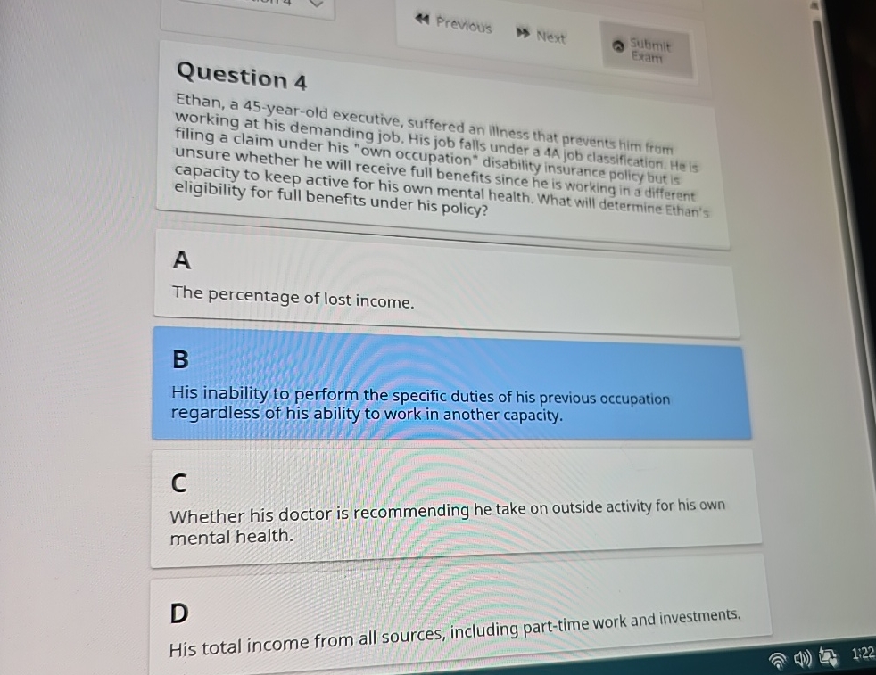 Question 4 Submit Exam Ethan, a 4 5 - year - old