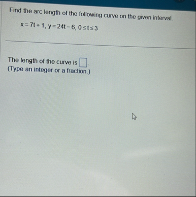 Find the arc length of the following curve on the
