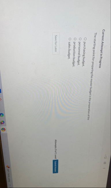 Current Attempt in Progress - / 2 The starting