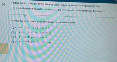 Find parametric equations for the following