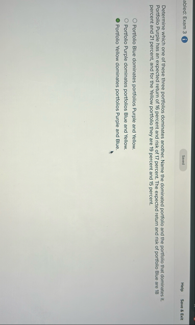 abled: Exam 3 ( i ) Help Save 8 Exit Determine