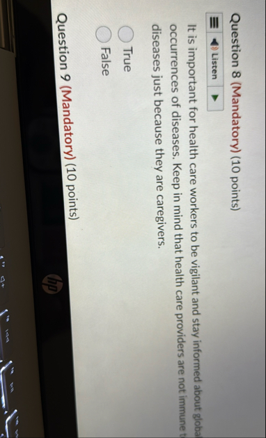 Question 8 ( Mandatory ) ( 1 0 points ) It is