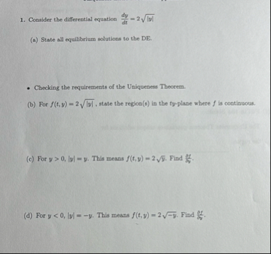 Consider the differential equation d y d t = 2 |